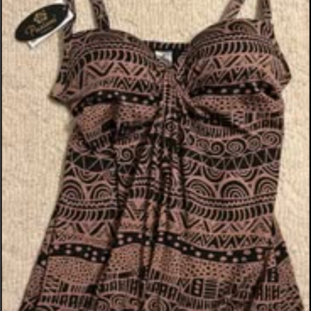 New Pualani Adjustable Hawaiian Swim Tankini Top M $120 Retail